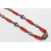 Traditional Necklace 925 Sterling Silver beads red coral stone P 371